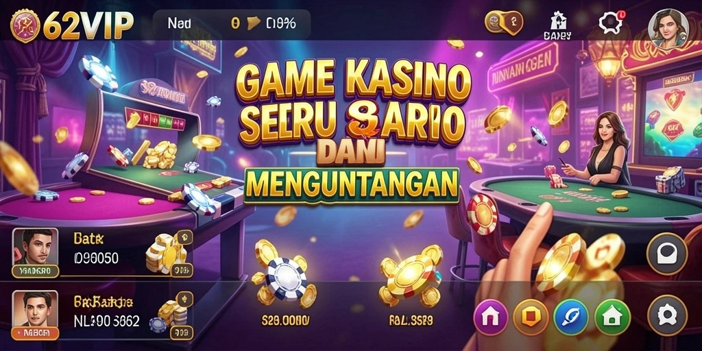 Screenshot utama 62VIP menampilkan gameplay menyerukan di Kasino.