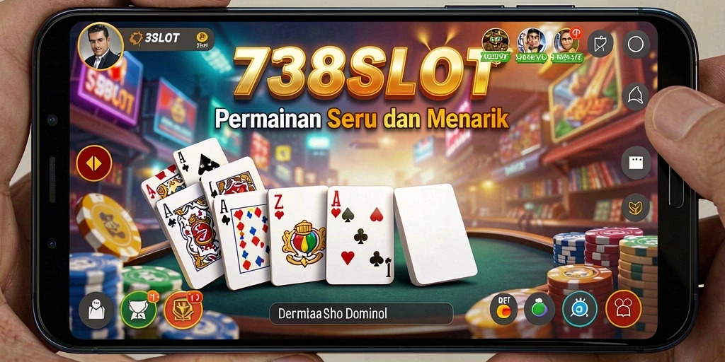 Screenshot gameplay 738SLOT menampilkan suasana permainan Domino yang seru.