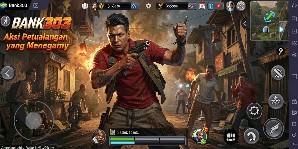 Tampilan screenshot BANK303 menampilkan aksi seru dan gameplay yang dinamis.