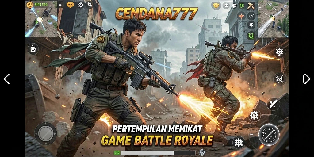 Tampilan aksi mendebarkan dalam permainan Battle Royale CENDANA777.