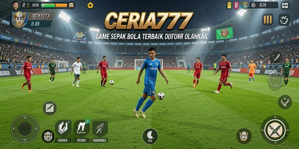 Tampilan gameplay menarik dari CERIA777 dengan aksi sepak bola nyata.
