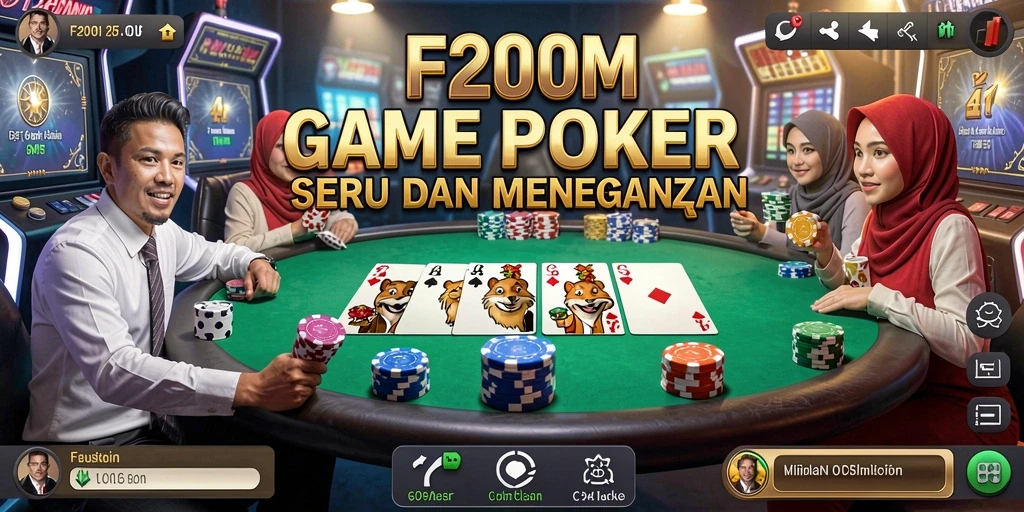 Tampilan gameplay F200M yang menarik dan penuh aksi poker.