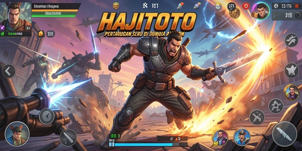 Screenshot gameplay HAJITOTO menampilkan pertarungan seru dan karakter menakjubkan.