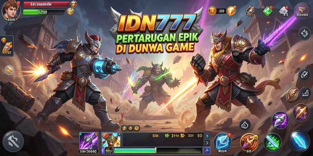 Tampilan gameplay pertarungan seru dan dinamis di IDN777.