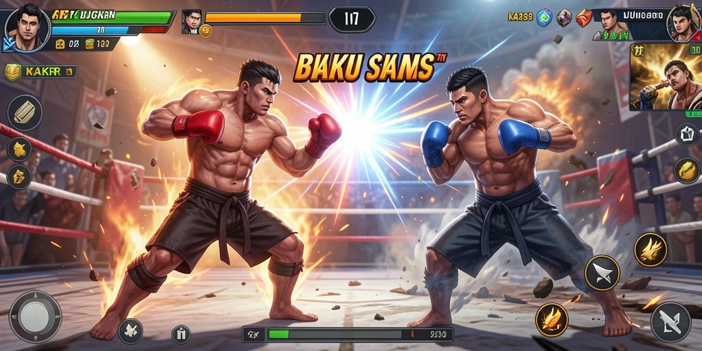 Screenshot KAKRP menampilkan aksi bertarung yang mendebarkan dan dinamis.