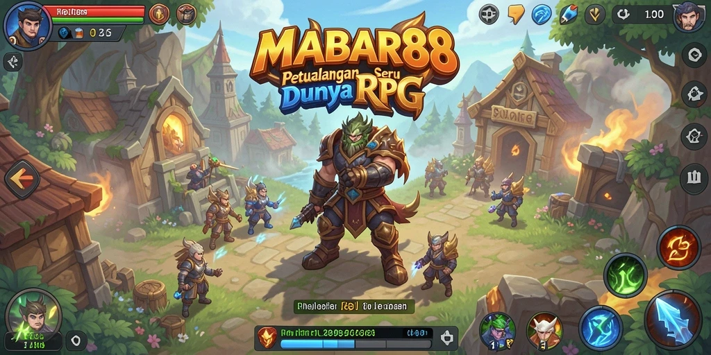 Screenshot gameplay RPG MABAR88 yang menampakkan pertempuran epik.