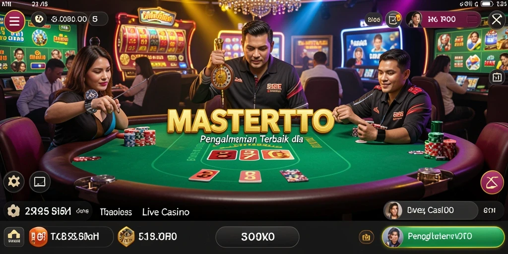 Screenshot MASTERTOTO menampilkan dealer profesional dalam permainan Live Casino.