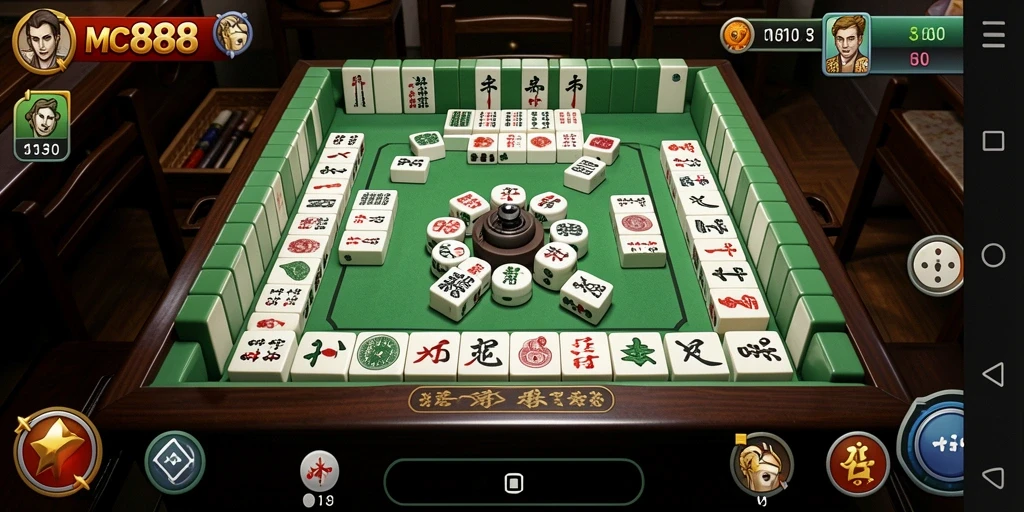 Tampilan gameplay menarik dari MC888 dengan ubin Mahjong berwarna-warni.