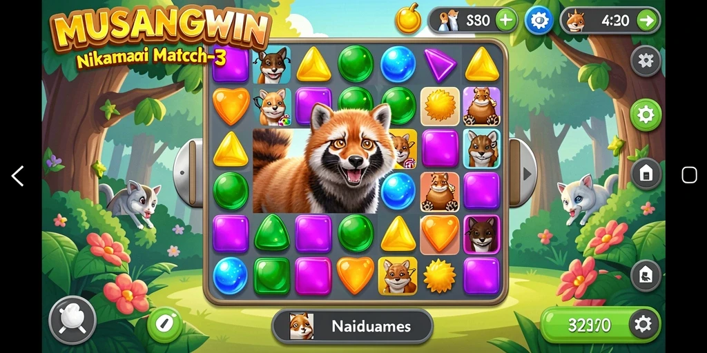 Screenshot menampilkan gameplay seru dan tantangan Match-3.