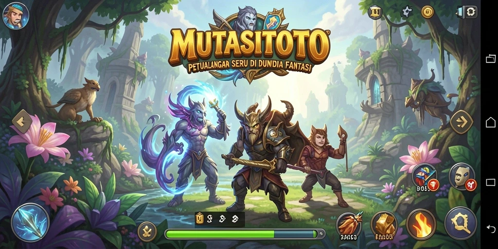 Screenshot utama menunjukkan petualangan seru dalam dunia MUTASITOTO.