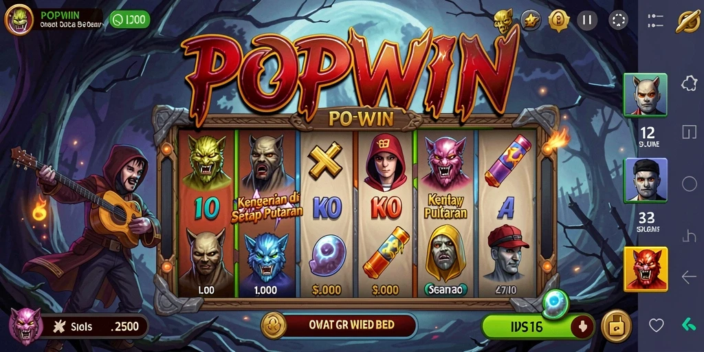 Tampilan gameplay menegangkan dalam POPWIN dengan elemen horor yang memikat.