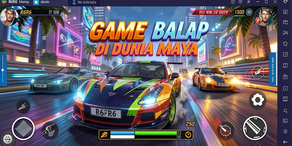 Tampilan gameplay balapan penuh adrenalin di R6R6.