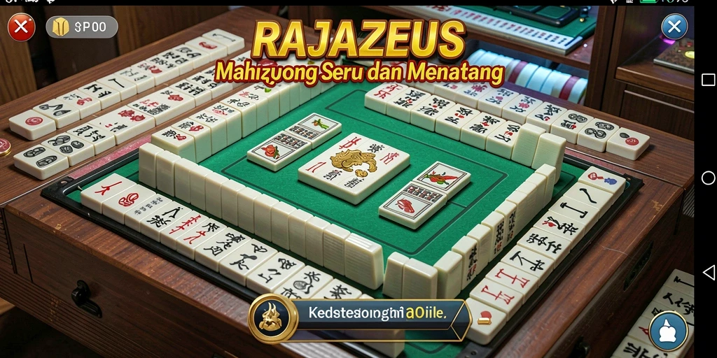 Tampilan gameplay menawan dalam RAJAZEUS dengan elemen Mahjong.