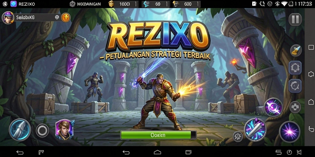 Screenshot gameplay REZIXO dengan strategi pertempuran yang dinamis.