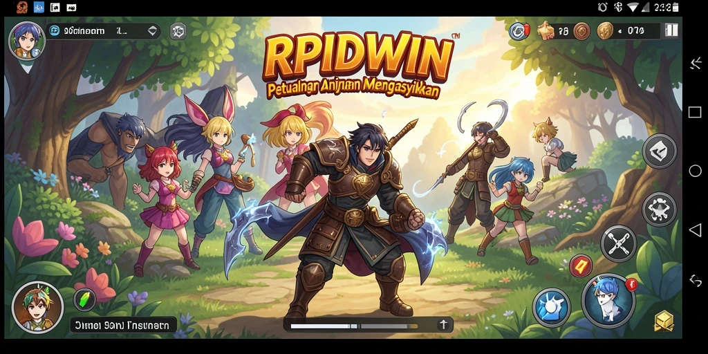 Screenshot gameplay RPIDWIN menunjukkan aksi seru dengan karakter Anime.
