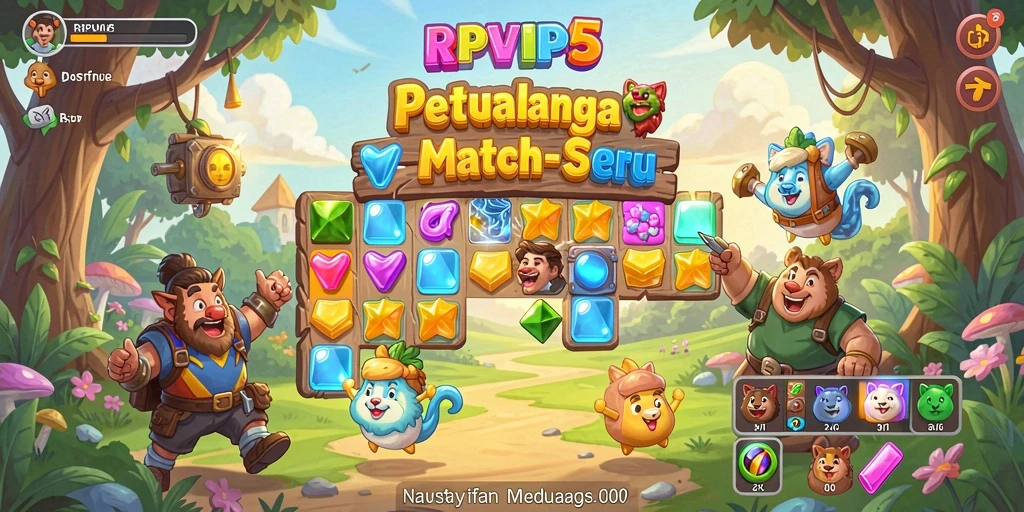 Tangkapan layar utama RPVIP5 menampilkan aksi gameplay Match-3 yang seru.