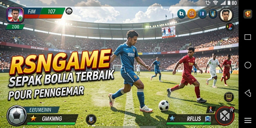 Tampilan gameplay RSNGAME saat pertandingan sepak bola.