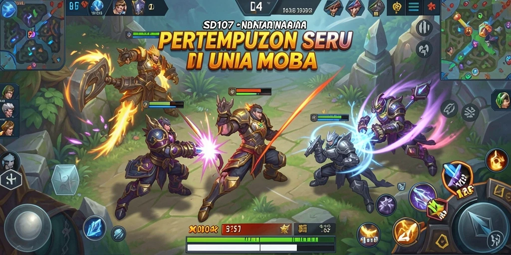 Screenshot gameplay MOBA yang mendebarkan di SD107.