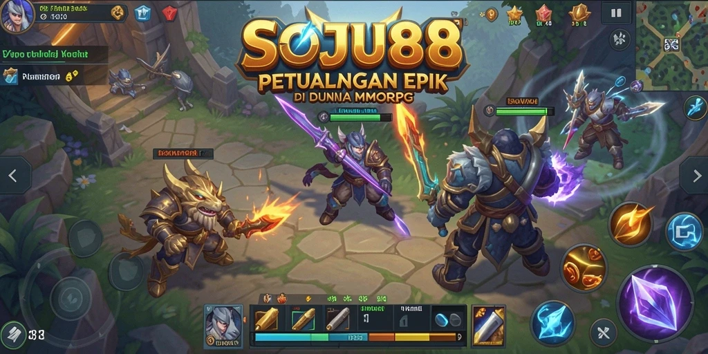Tampilan menarik dari gameplay MMORPG di SOJU88.