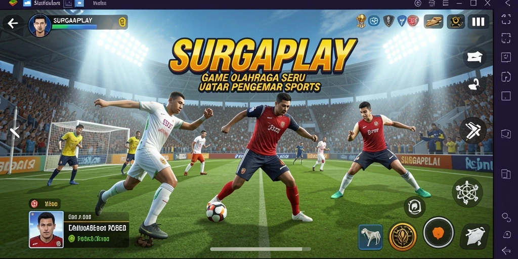Tampilan gameplay SURGAPLAY dengan aksi olahraga yang seru.