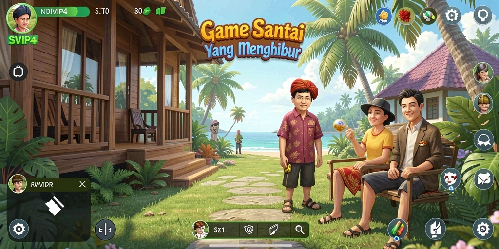 Screenshot menampilkan gameplay SVIP4 yang penuh warna dan interaksi.